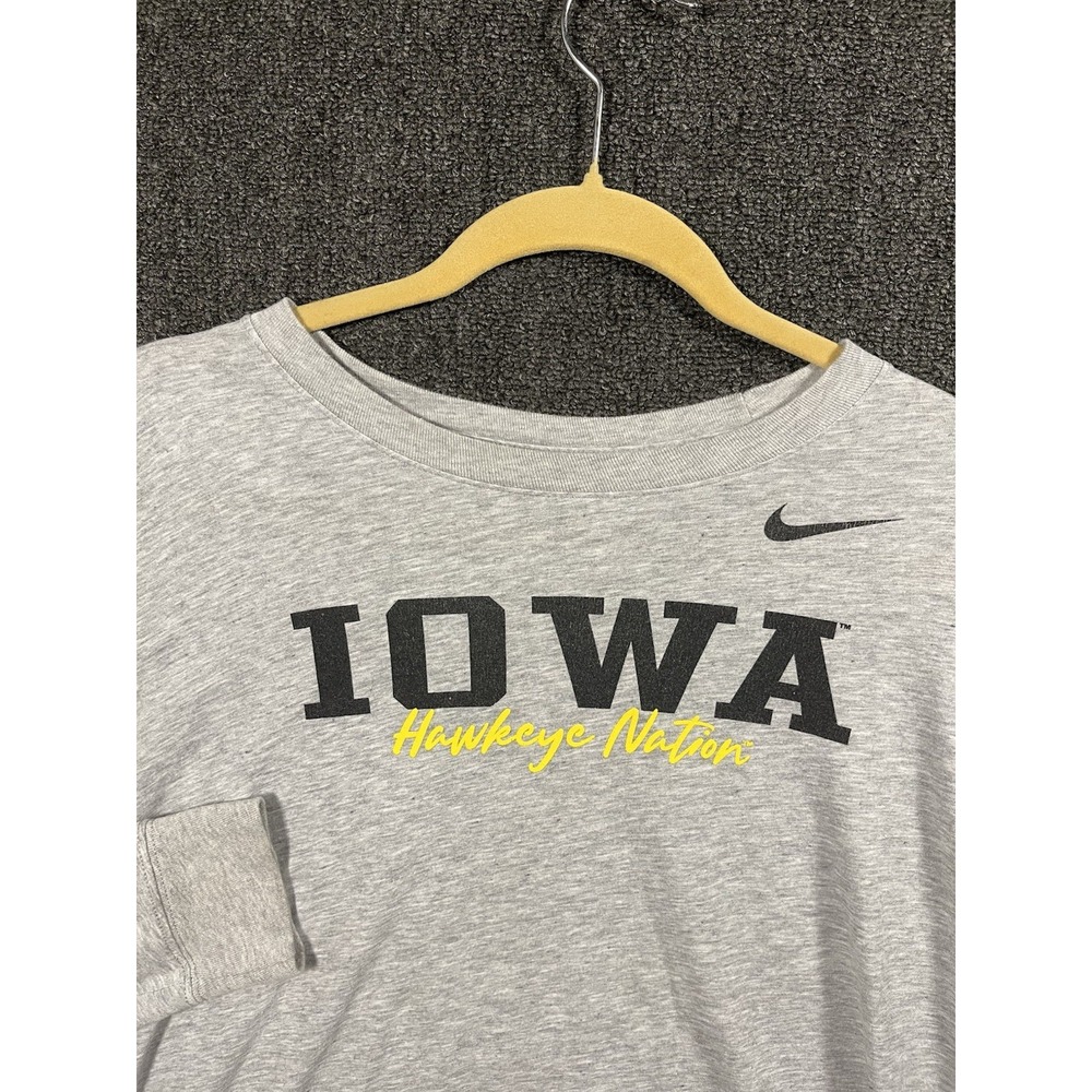 Nike Iowa Hawkeyes Nation Dri-FIT Long Sleeve Shirt Gray Women's Large NCAA